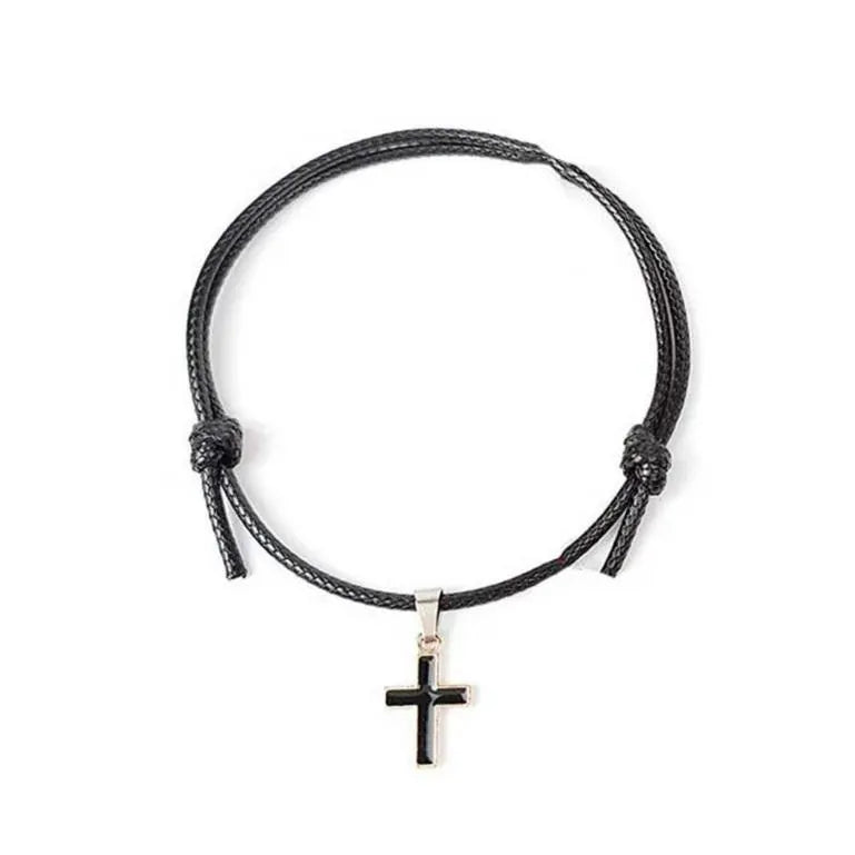 black cross cord bracelet
