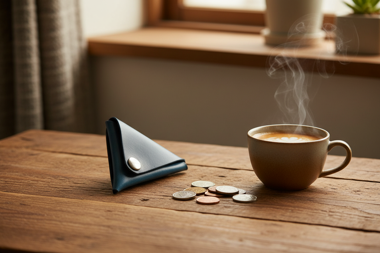Blue Leather Triangle Coin Purse Lifestyle