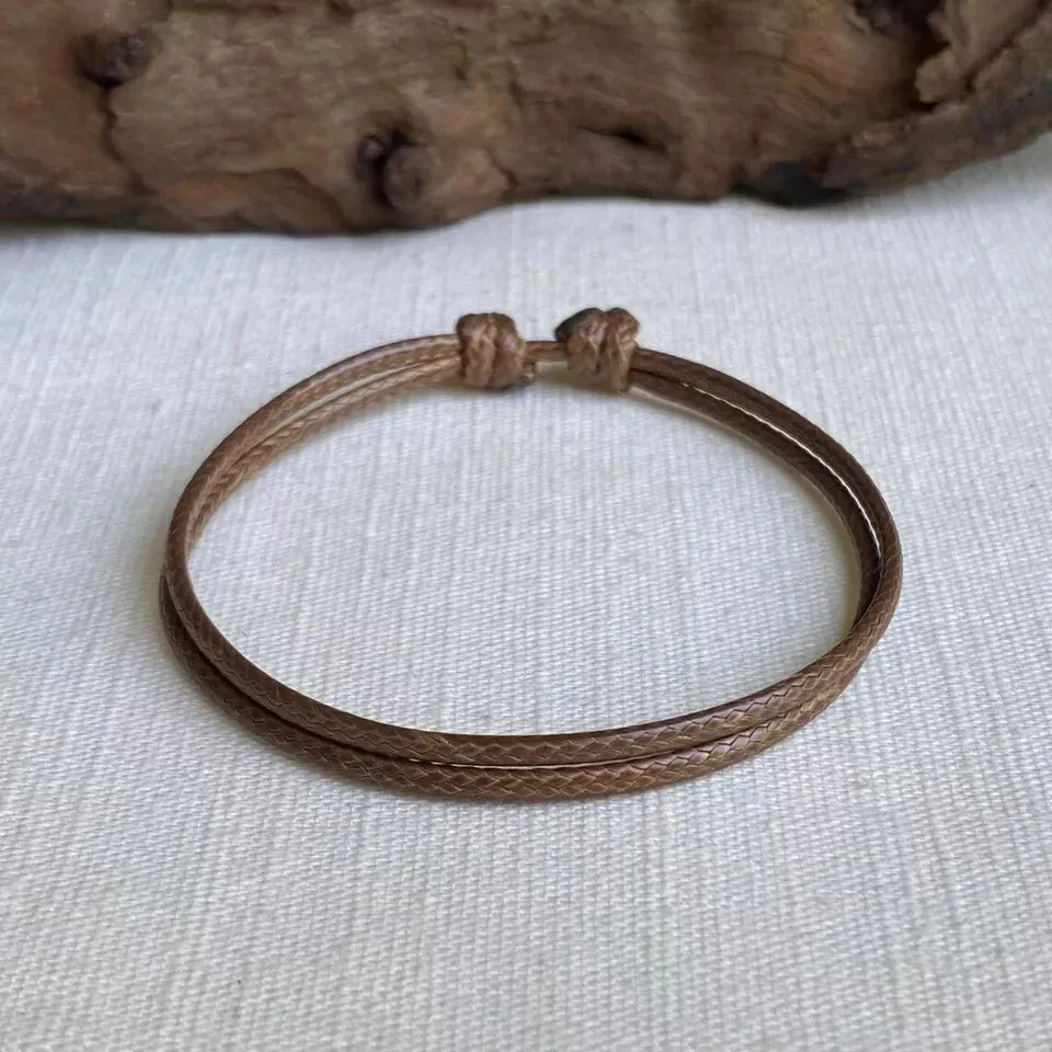 Brown waxed cord bracelet