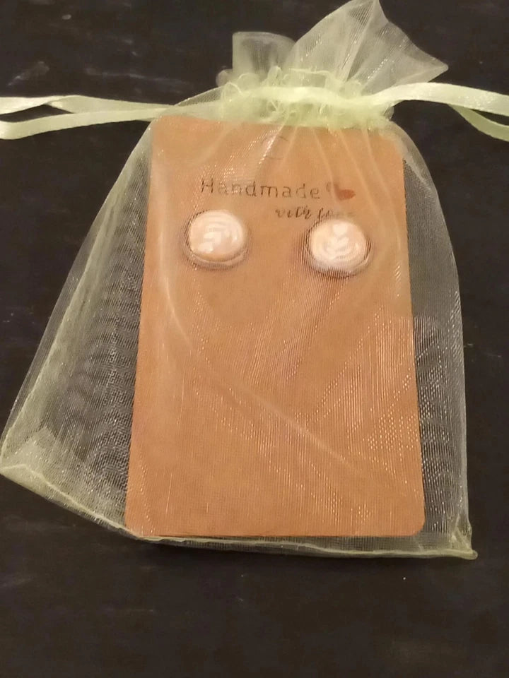 coffee cabochon earrings in gift bag