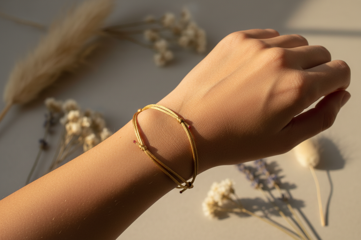 Gold Waxed Cord Bracelet Lifestyle
