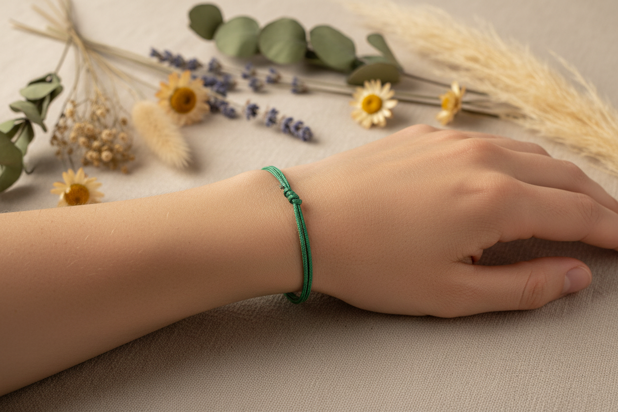 Green Waxed Cord Bracelet Lifestyle