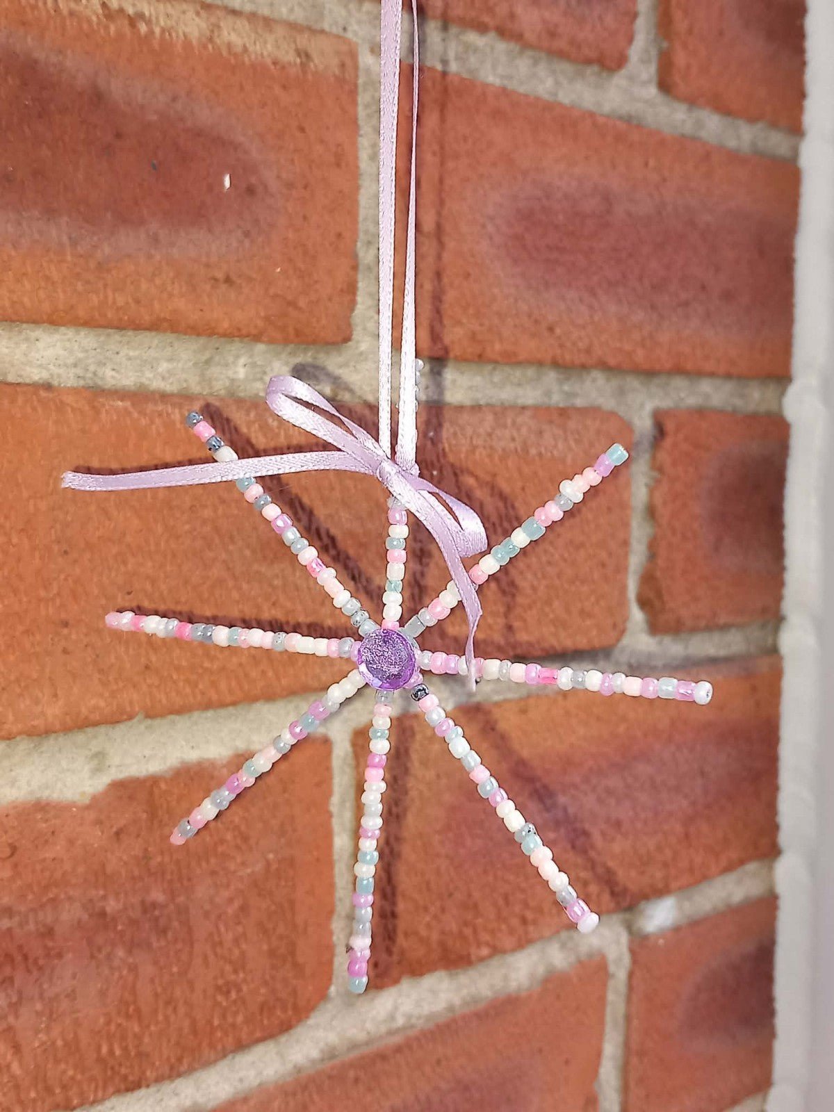 Hanging Purple Beaded Star Suncatcher glass Beads Brand New - Tadley crafts