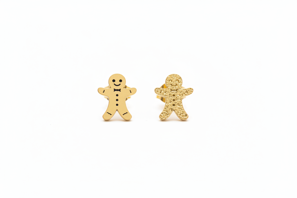 Plain Gingerbread Man Earrings larger on white background