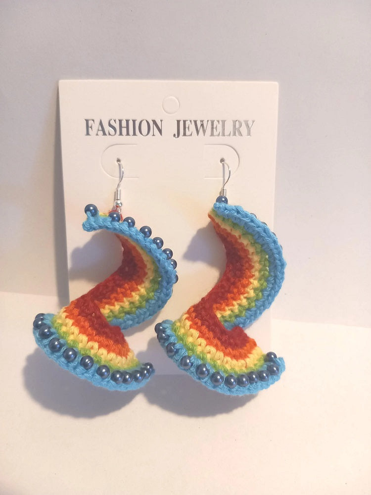 Rainbow crocheted earrings 