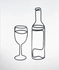 Wine bottle and wine glass wall art sign for home bar New