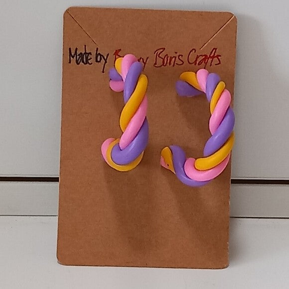 Flump hoop earrings made from polymer clay