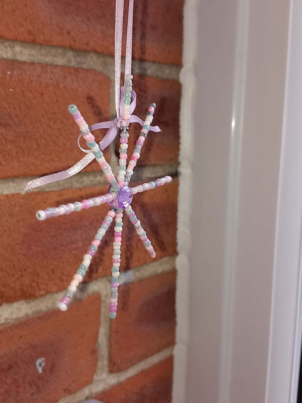 Hanging Purple Beaded Star Suncatcher glass Beads Brand New