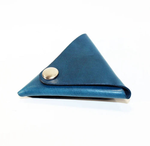 Blue triangular leather wallet 