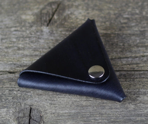 Black leather triangle-shaped wallet 