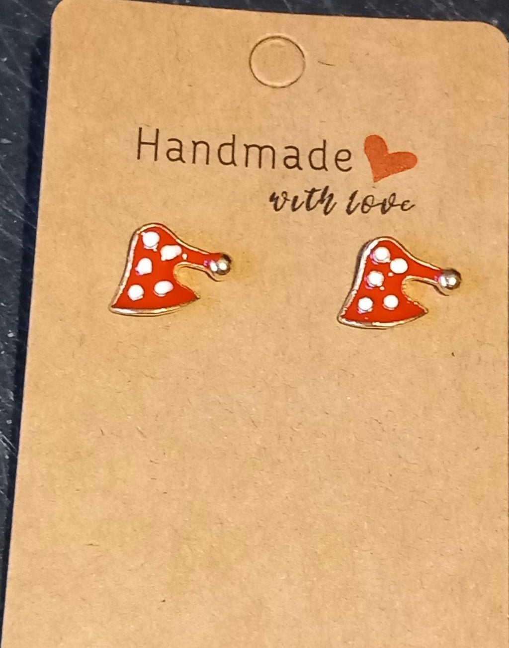 Christmas Hat Stud Earrings | Handmade Enamel Gift for Her | Jewellery UK