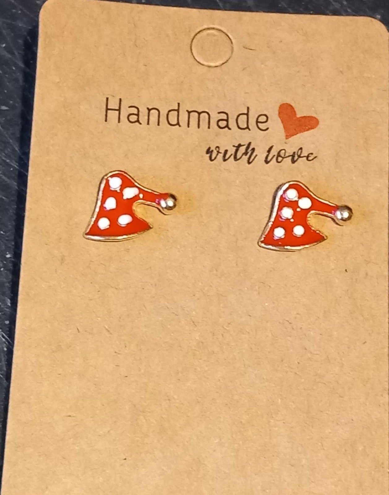 Christmas Hat Stud Earrings | Handmade Enamel Gift for Her | Jewellery UK