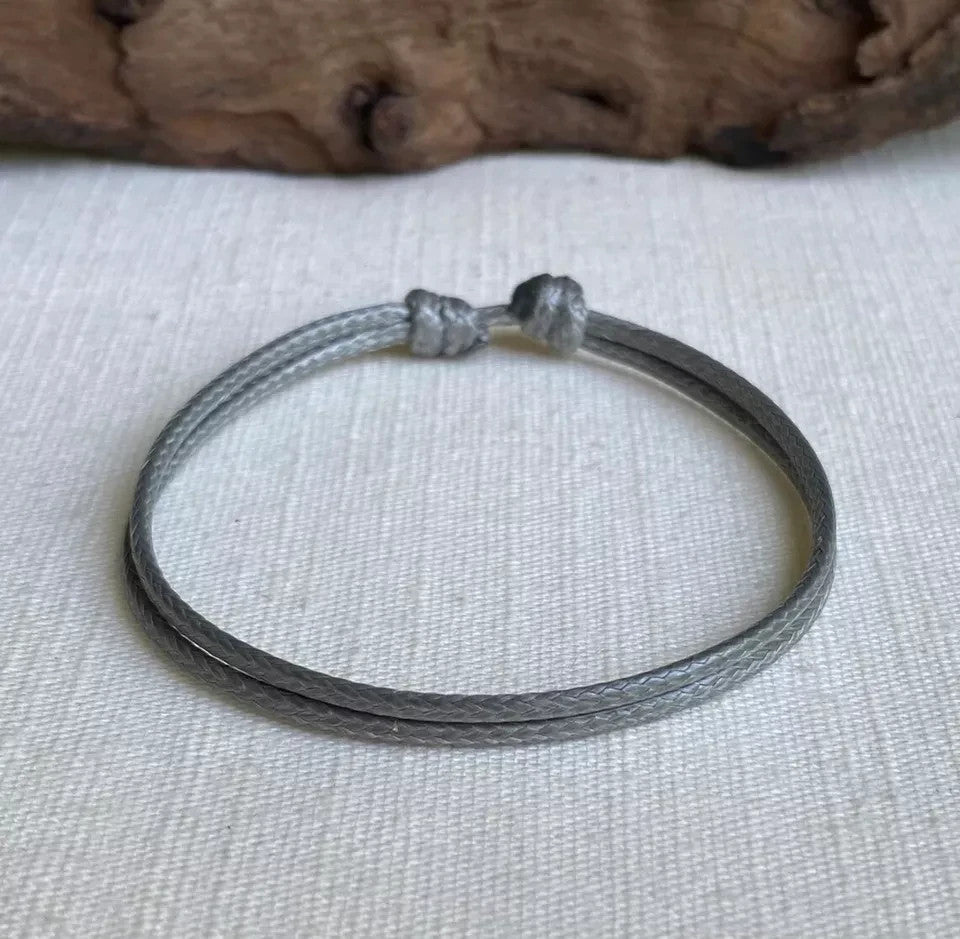 Grey waxed cord bracelet