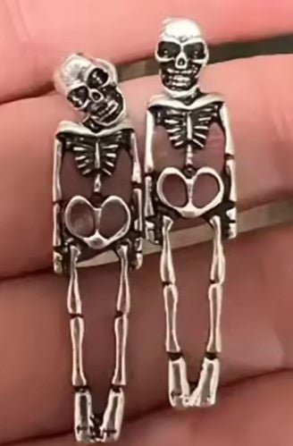 Skeleton Dangly Earrings – Handmade OOAK Gift | Halloween Earrings UK