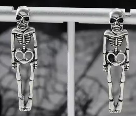 Skeleton Dangly Earrings – Handmade OOAK Gift | Halloween Earrings UK