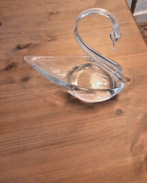 Swan glass trinket dish Collectable RARE - Tadley crafts